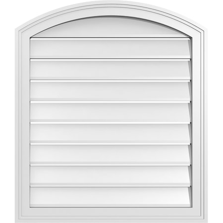 Ekena Millwork Arch Top Surface Mount PVC Gable Vent: Non-Functional, w/2"W x 1-1/2"P Brickmould Frame, 26"W x 28"H GVPAR26X2802SN
